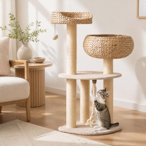 41 Inch Modern Cat Tree for Indoor Cats (41 inches / Beige)