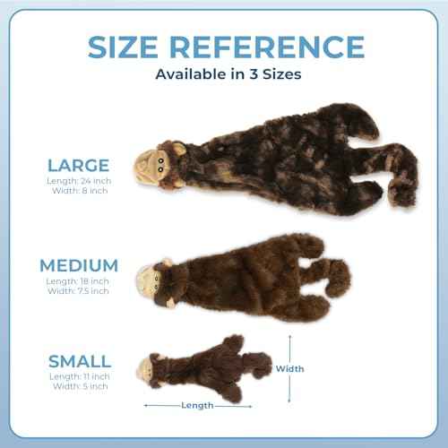 2-in-1 Stuffless Squeaky Dog Toy - Monkey, Large (Brown Monkey / Large)
