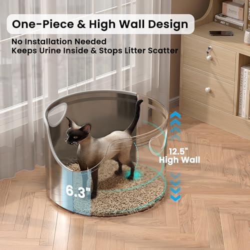 Stainless Steel Litter Box Metal with Integrated Round for XL