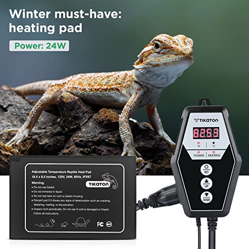 Reptile Heating Pad and Digital Thermostat Combo Set (1 Pack-18.5" X 8.5")