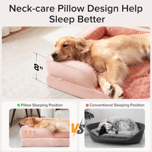 Orthopedic Extra Large Dog Bed (Pink / XXL (48"x 35"x 8"))