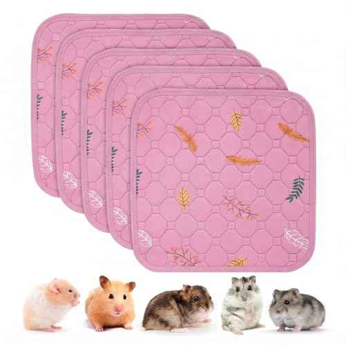 Washable Pee Pads for Small Pet 5 (Leaves - Pink / 12x12 Inch (Pack of 5))