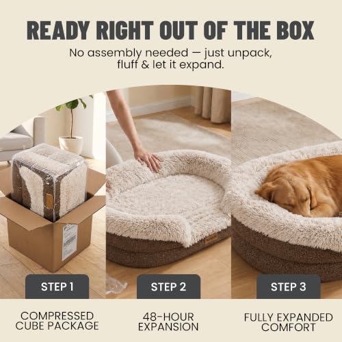 Fluffy Orthopedic Dog Beds Large Sized Dog (Coffee / XL(48", UP to 110lbs))