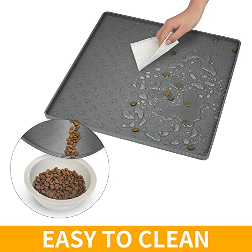 2 Pack Grey Pet Placemat for Dog and Cat (11.8"L x 11.8"W - 2 Pack / Grey)