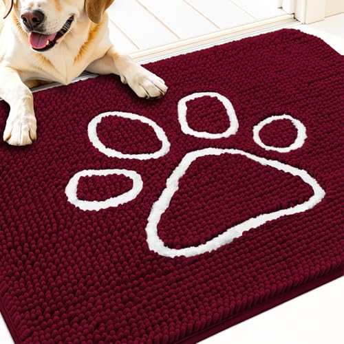 Dog Door Mat for Muddy Paws 32x20 (Burgundy / 32" X 20")