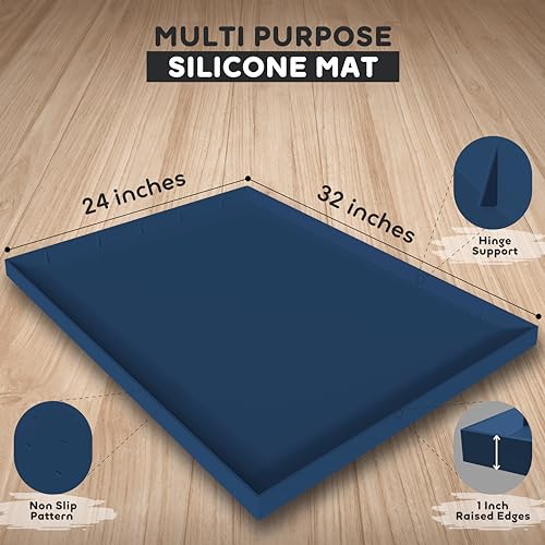 32x24x1” XL Dog Food Mat (32"L x 24"W / Navy)