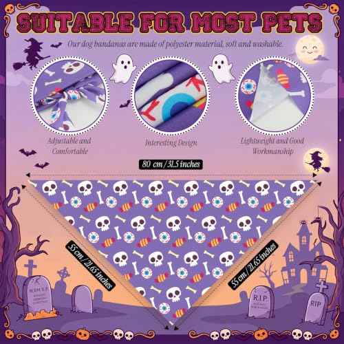100 Pcs Halloween Dog Bandanas Bulk (31.5 x 21.7 x 21.7 Inch / Halloween)