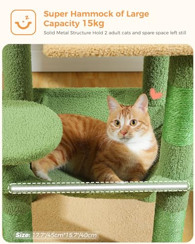 45.7" Cactus Cat Tree with Hammock (Green / 45.7in)