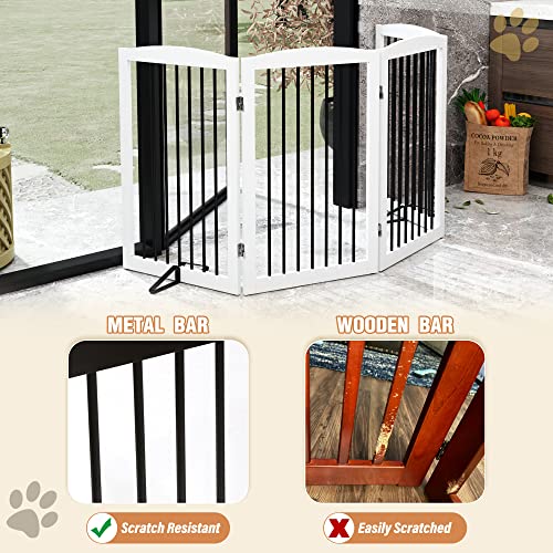 Freestanding Pet Gate for Dogs (32" Height-4 Panel / White & Black)