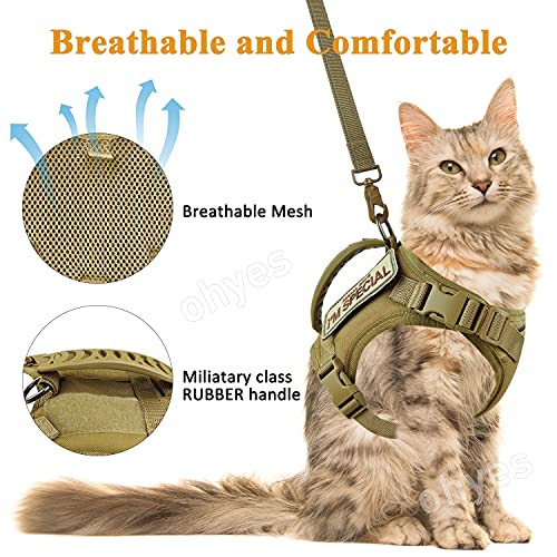 Tactical Cat Harness for Walking Escape Proof (Large / Khaki)