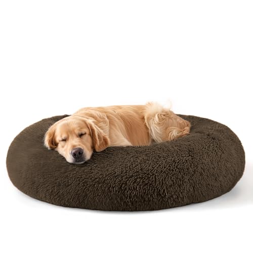 Dog Beds Large Sized Dog and Cats (Coffee / 32.0"L x 32.0"W x 8.0"Th)