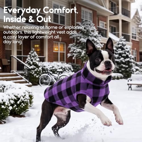 Dog Sweater Plaid Fleece Vest Puppy Shirt for Small Medium Dogs (XX-Small / Plaid-Purple)