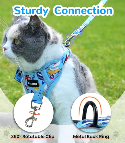 Cat Harness and Leash Set (H604 Pro Azure Blue / Small (7-12lb))