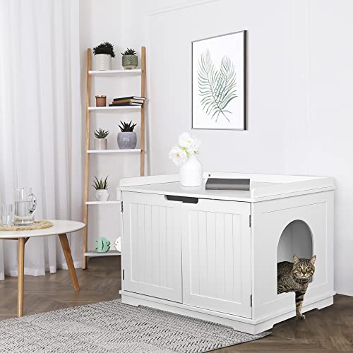 Wooden Cat Litter Cabinet (White)