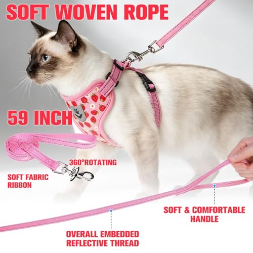Escape Proof Cat Harness and Leash Set (Strawberry / Medium)