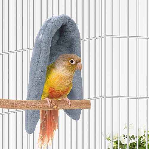 Cozy Bird Blanket Parrot Cage Snuggle Hut Warm Bird Nest House Bed Hanging Hammock for Parakeet Cockatiel Conure African Grey (Large / Grey)