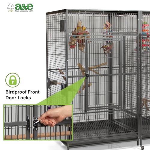 A&E Cage Co 8040FL Double Macaw Cage with Divider (Black)