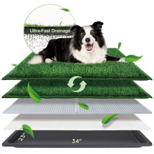 HQ4US Dog Grass Pad with Tray (L - 34" x 23" for Dog＜ 28'' Length)