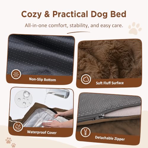 Waterproof Orthopedic Dog Beds for Extra Large Dog (53.0"L x 42.0"W x 8.5"Th / Chocolate Brown)