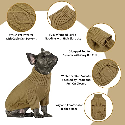 Small Dog Sweater for Small Dogs Boy (X-Small / Light Brown)