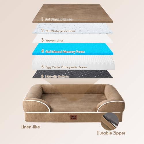 Orthopedic XXL Dog Bed (Camel / 46.0"l X 35.0"w X 7.5"th)