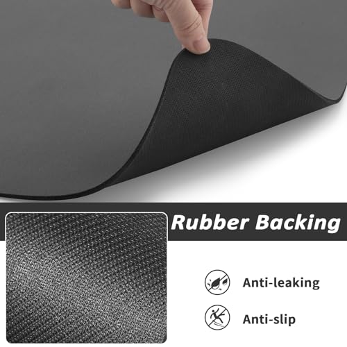 Dog Food Mat Absorbent Cat Mat for Food and Water (Dark Grey / 24"L x 16"W)