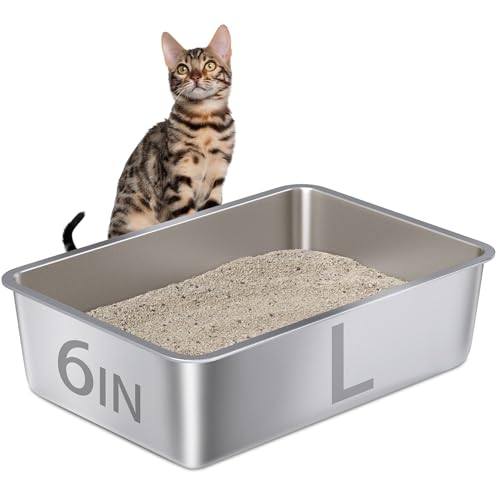 Large Stainless Steel Litter Box Big (L-6inch)