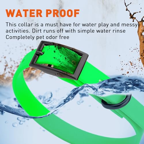 Biothane Waterproof Dog Collar Strong Coated Nylon Webbing with Black Hardware Odor (W1/2" x L9-12" / Tropical Green)