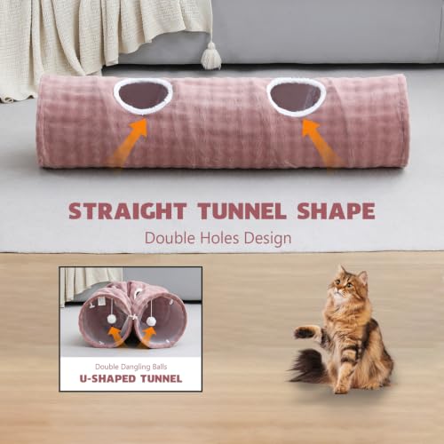 Straight Bubble Cat Tunnel for Indoor Cats 47"x12" (Dusty Pink / Straight)