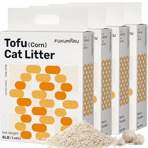 Tofu Cat Litter (Soybean Fiber & Corn Starch - 32lbs - 8lb x 4 Bags)
