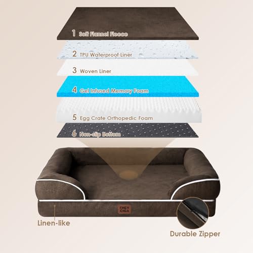 Orthopedic XXL Dog Bed (Brown / 46.0"l X 35.0"w X 7.5"th)