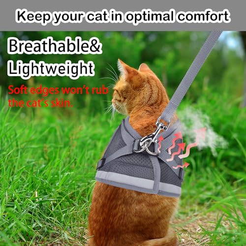 Cat Harness and Leash Set (S (Chest: 9" - 11") / DarkGrey)