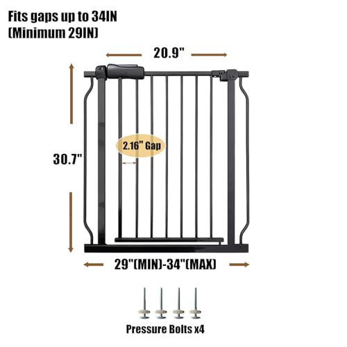 Walk Thru Baby & Dog Gate 29 (Black / 29"-34"/74-86CM)