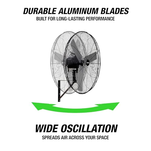 30 Inch Oscillating Wall Mount Fan 7500CFM Industrial Construction (New 30" Indoor Fan)
