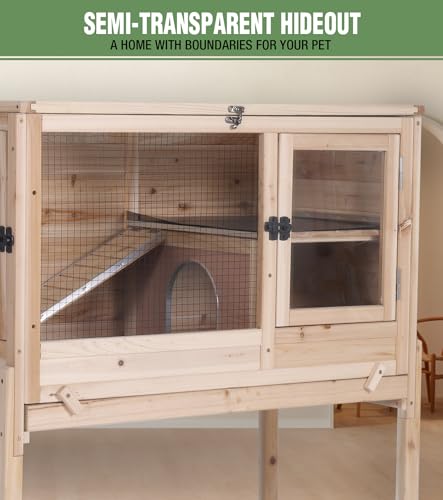 Guinea Pig Cage Indoor with Chew (Natural Wood)