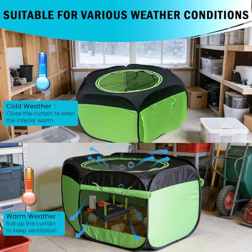 Brooder Box for Chick Starter Kit with 10x 12” Brooder Heating Plate (Chicken Brooder Tent Bundles,Green)