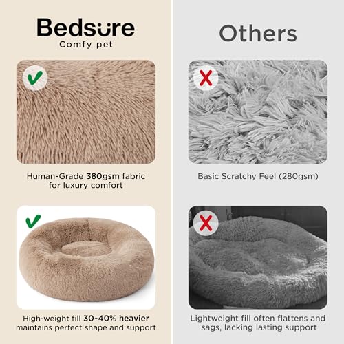 Calming Dog Bed Medium Large Size Dogs Washable Pet Bed (33"L x 33"W x 8"Th / Camel)