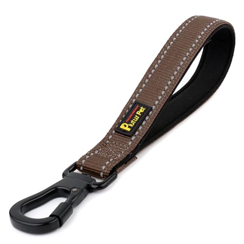 Short Dog Leash with Padded Handle for Medium Large Dogs (Chocolate / 10 Inch (Pack of 1))