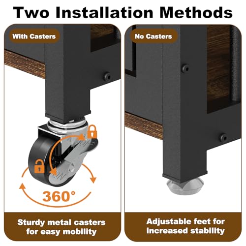 46"/42"/33" XXL Heavy Duty Dog Crate Furniture with Casters (46.1"L x 28.7"W x 31.9"H / Brown)