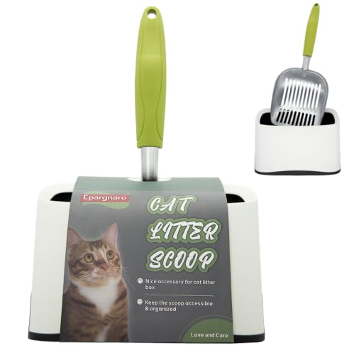 Heavy Duty Cat Litter Scoop with Holder (Green)