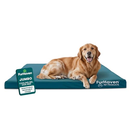 Water Resistant Cooling Gel Dog Bed for Large Dogs w (Jumbo / Deep Lagoon)