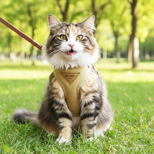 Escape Proof Cat Harness and Leash Set (Beige / S)