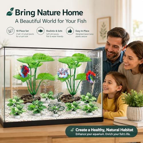 10 Pack Silk Aquarium Plants Fish Tank Decorations (C（green 10 Pack）)