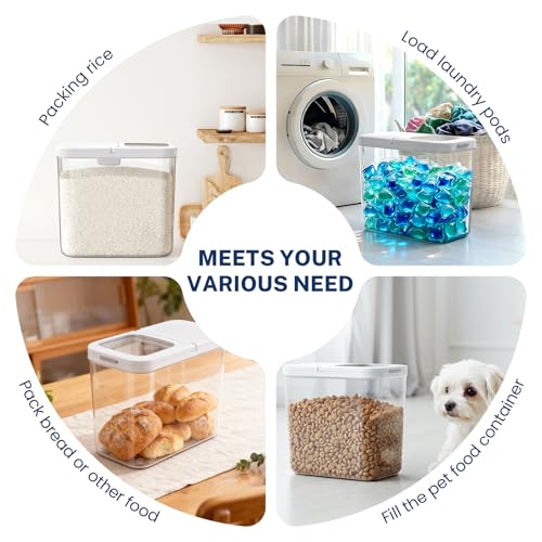 12 Lbs Airtight Dog Cat Food Storage Container and Dog Treat Containers BPA (Milky White 12L-A)