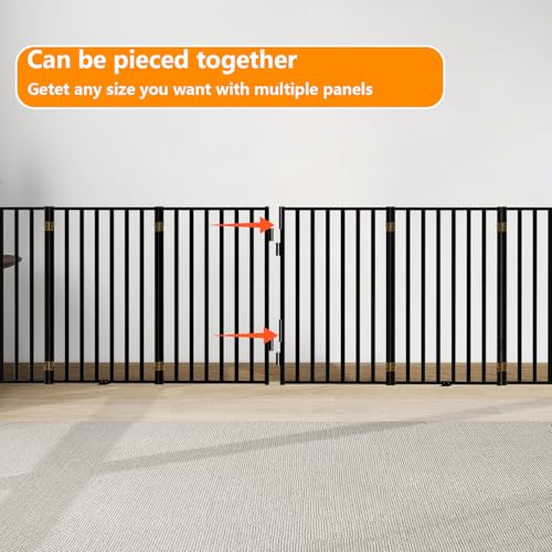 Free Standing Dog Gate with Door for Indoor Outdoor (32" 4 Panels)