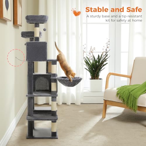 70.8" Tall Cat Tree for Large Cats (70.8" Tall Cat Tree / Dark Gray)