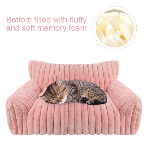 Cute Cat Couch Bed for Indoor Cats (Small(24x18x10") / Pink)