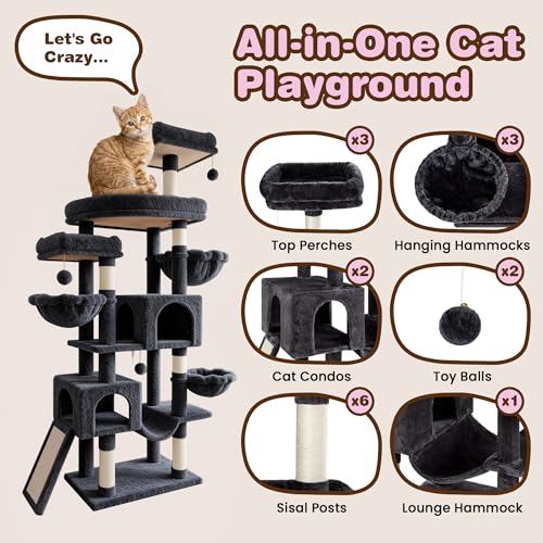 82 inch Cat Tree Tower (Dark Grey)