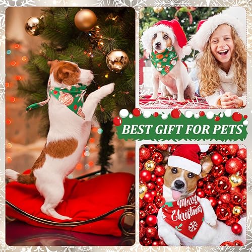 200 Pcs Christmas Dog Bandanas Bulk (Red, Green / Christmas)