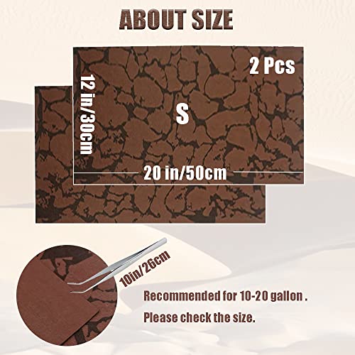Reptile Carpet Sand Mat for Bearded Dragon Terrarium Substrate Liner Brown Leopard Gecko Tank Accessories Lizard Bedding Mats for Tortoise Turtle Snake Chameleon with Tweezers 12x20In (S:11.8"x19.7" (2Pcs))